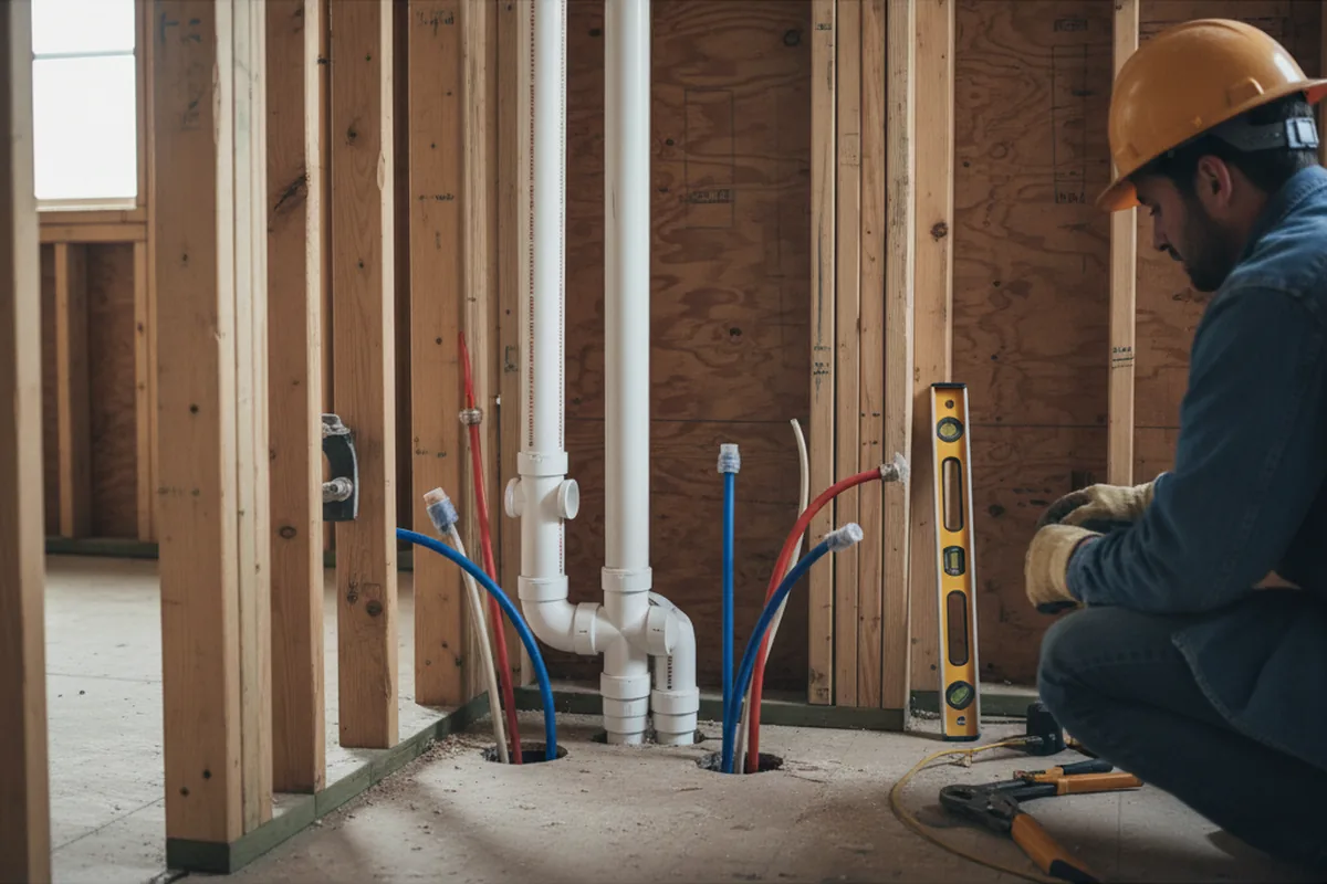 Drain and supply rough-in during Garbage Disposal Repair in Malvern