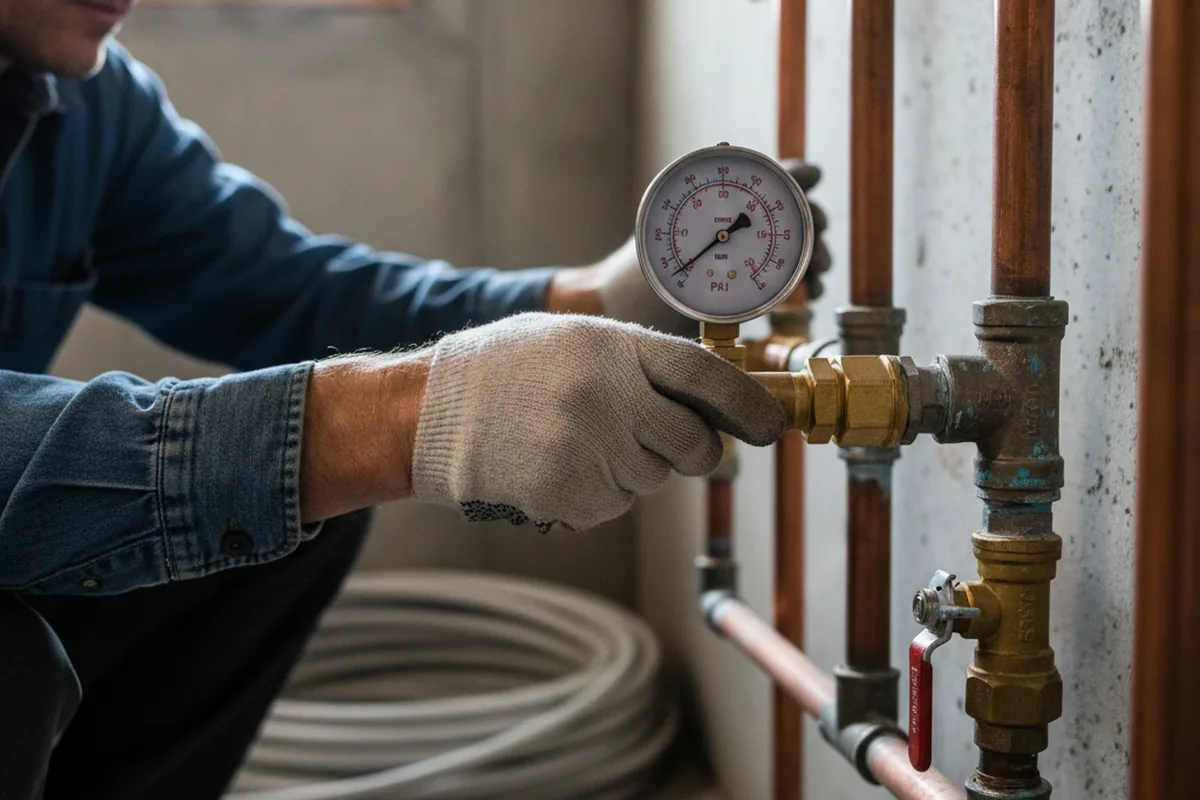 Pressure testing a repaired line during Water Line Repair in Malvern